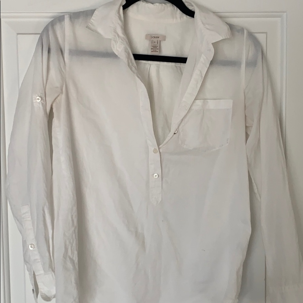 White popover semi sheer jcrew top size 0